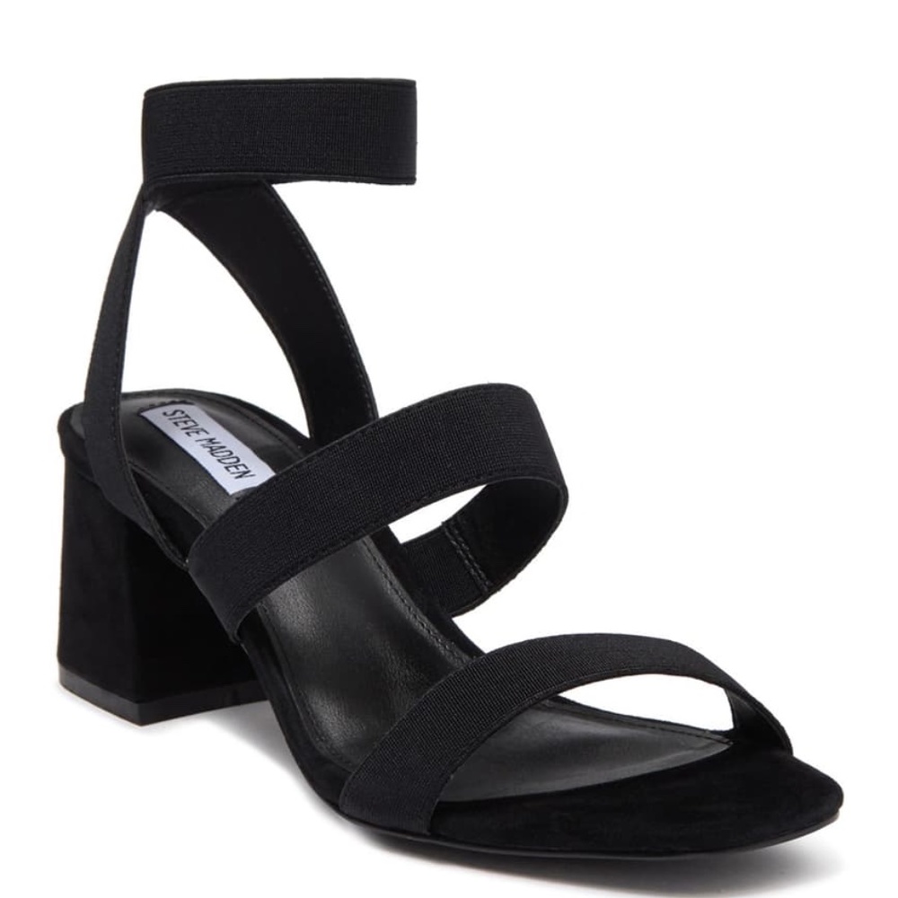 Steve Madden Black Ingrid Elastic Strap Sandal